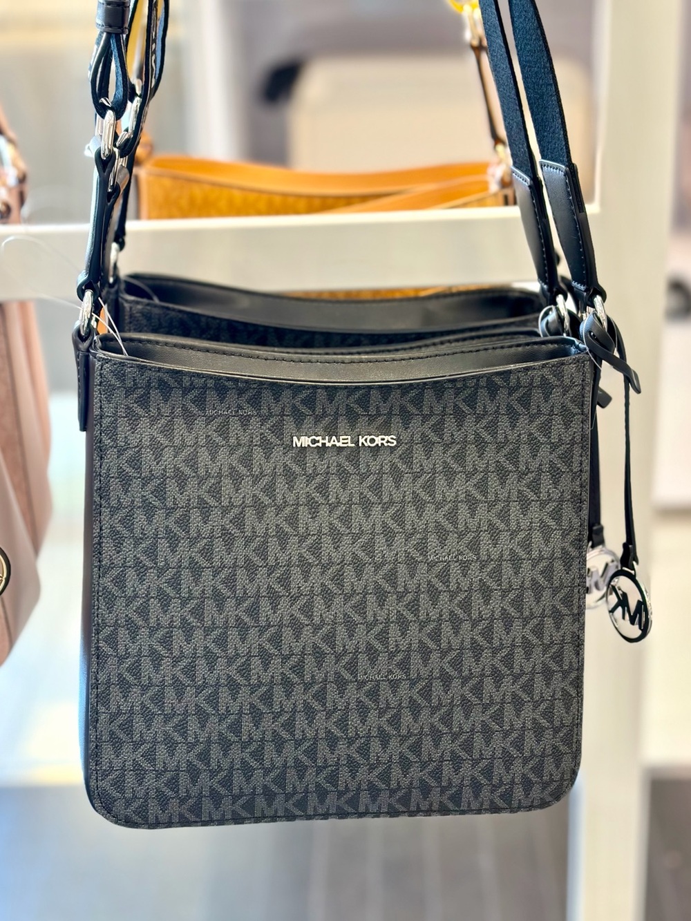 Michael Kors Jet Set Travel Small Black MK Signature Crossbody